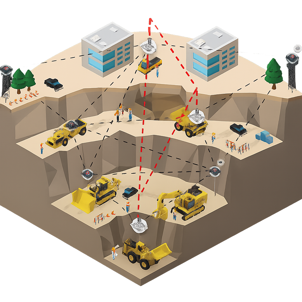 Cowbell deployment across an open-pit mining operation